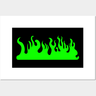 Wide Green Flames Posters and Art